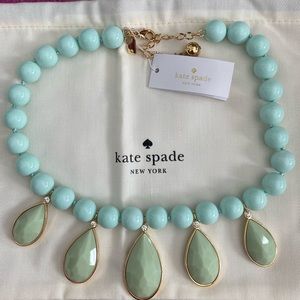 kate spade statement bead necklace light blue jade